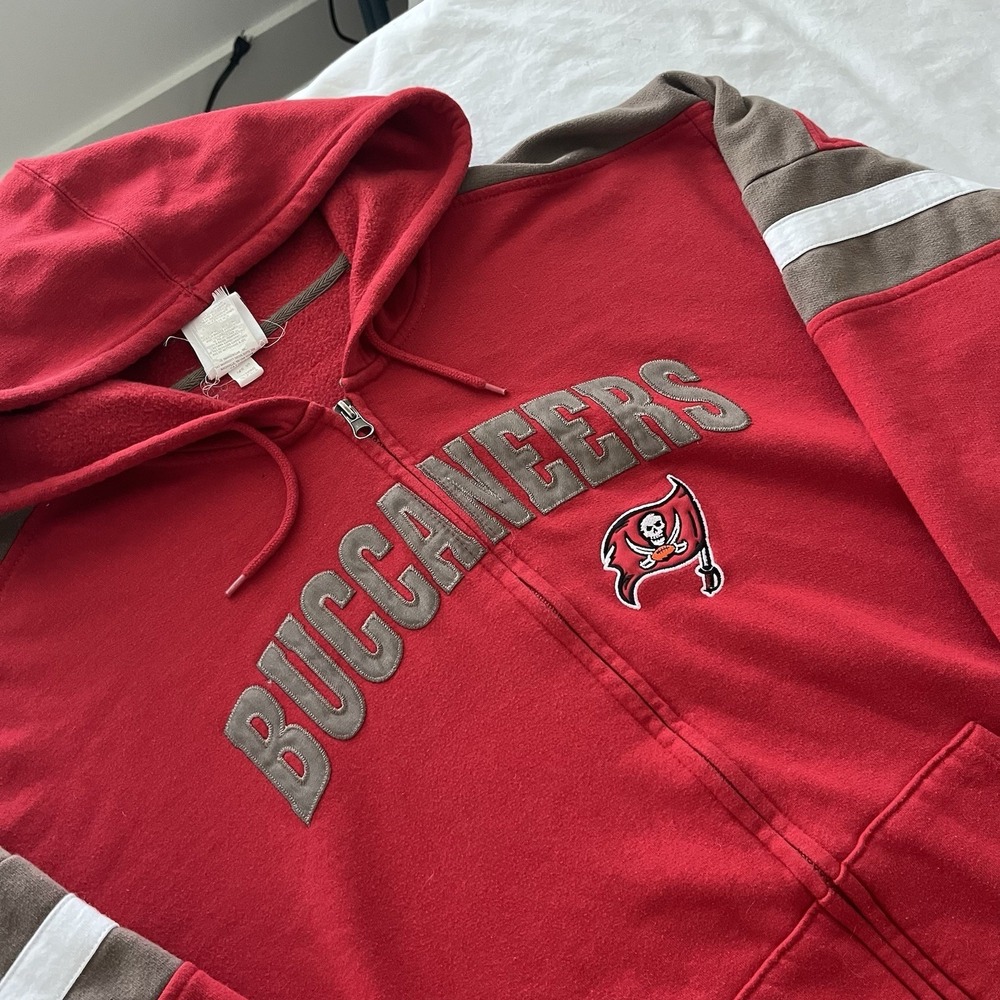 VTG Tampa Bay Buccaneers Red Zip Up Hoodie NFL Mens 2XL Football Bucs